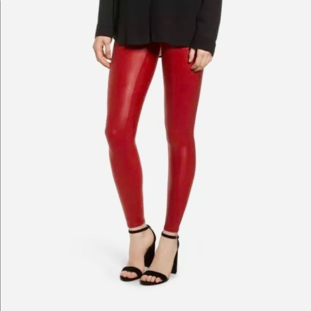 NWT SPANX faux leather legging Red XS